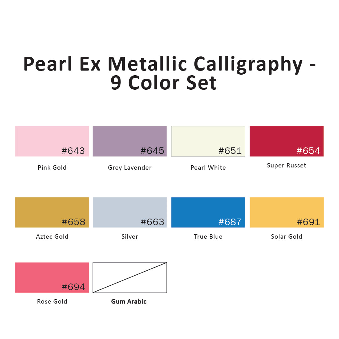 Pearl Ex Metallic Calligraphy - 9 Color Set, 3 g