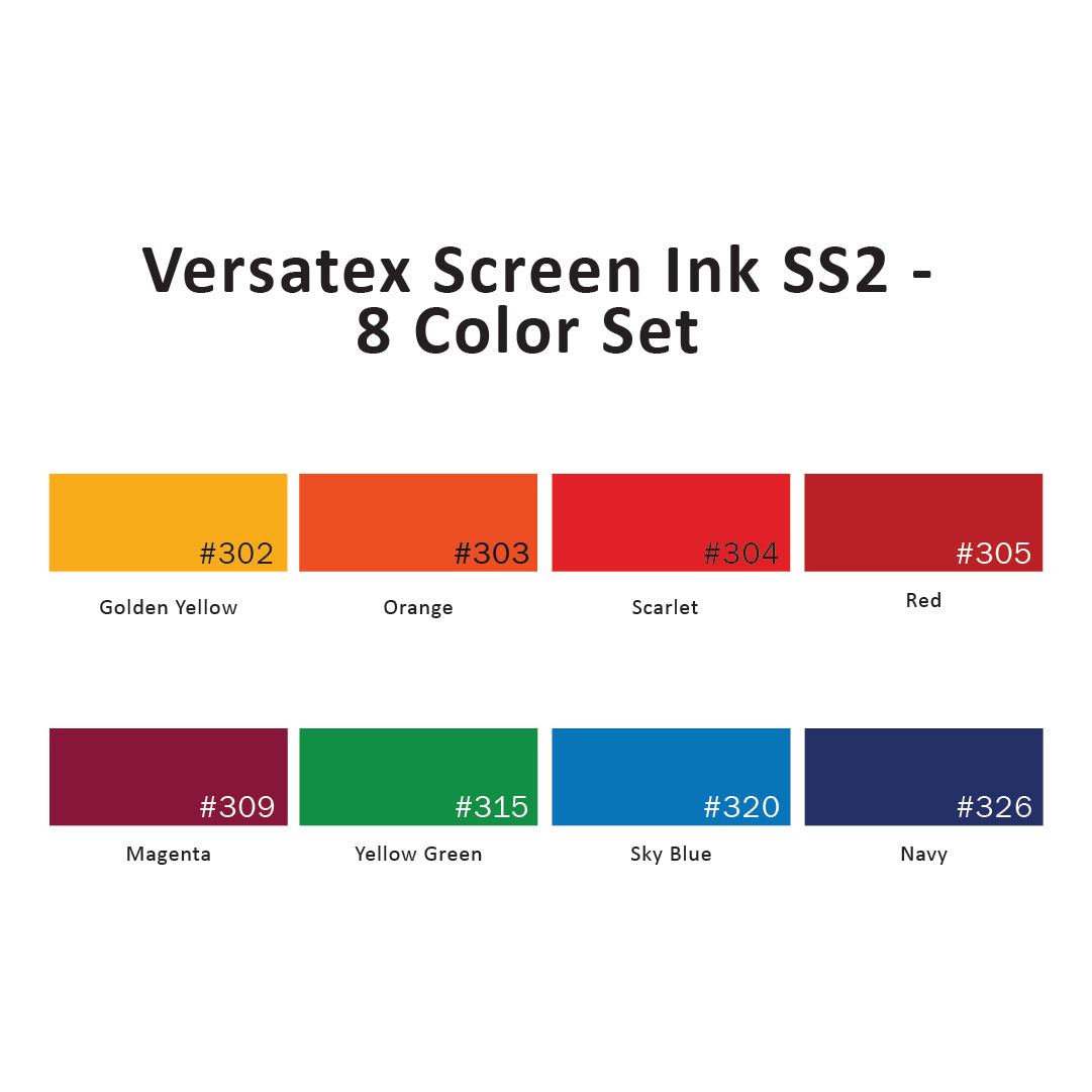 Versatex Screen Ink SS2 - 8 Color Set, 2 Oz