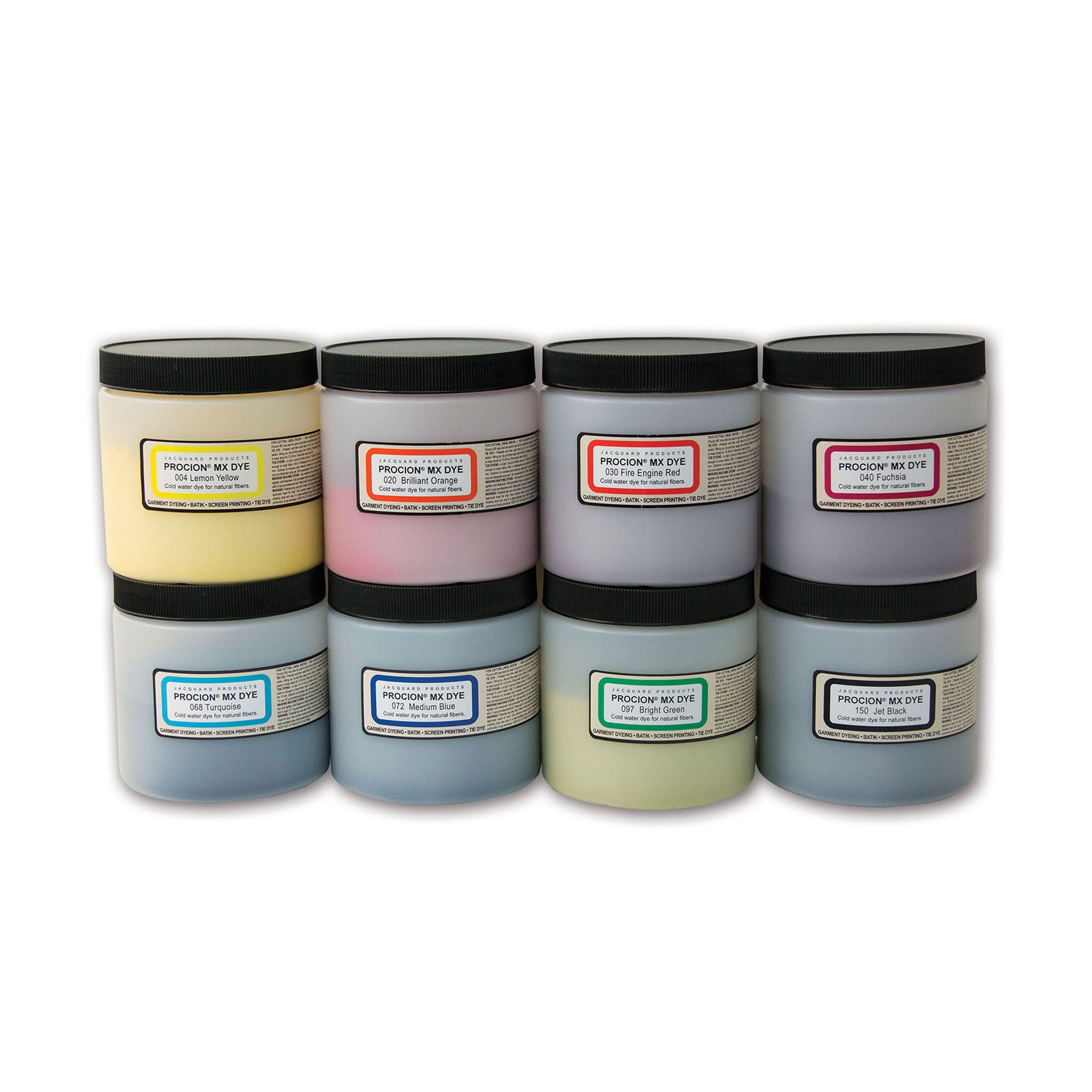 Jacquard Procion Dye Set  8 Shades, Pack 1 - 19g Tubs
