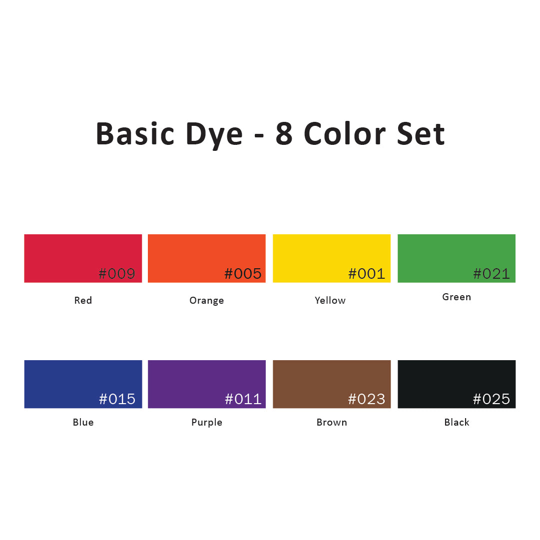 Basic Dye - 8 Color Set, 1/2 Oz