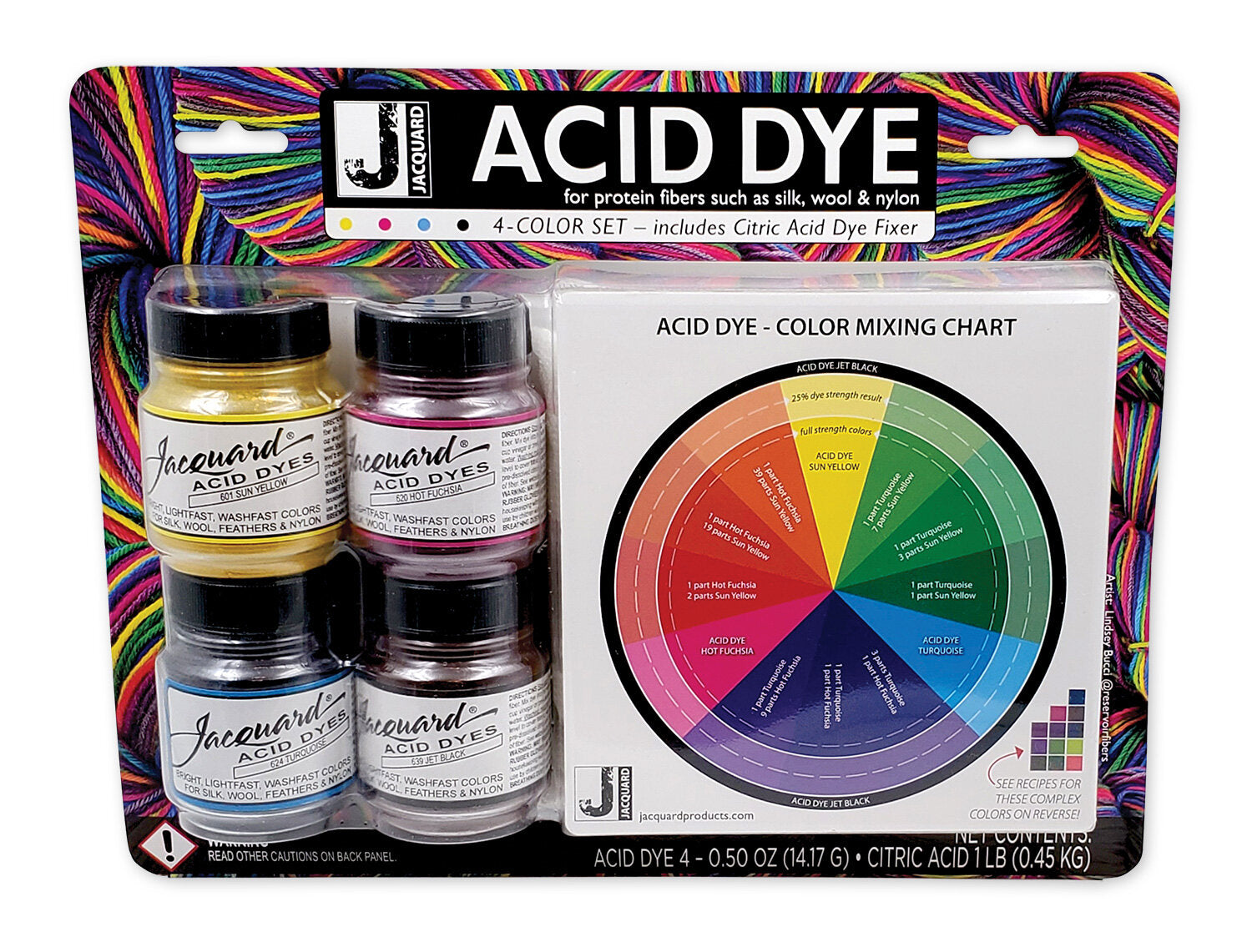 Acid Dye 4-Color Set with Citric Acid