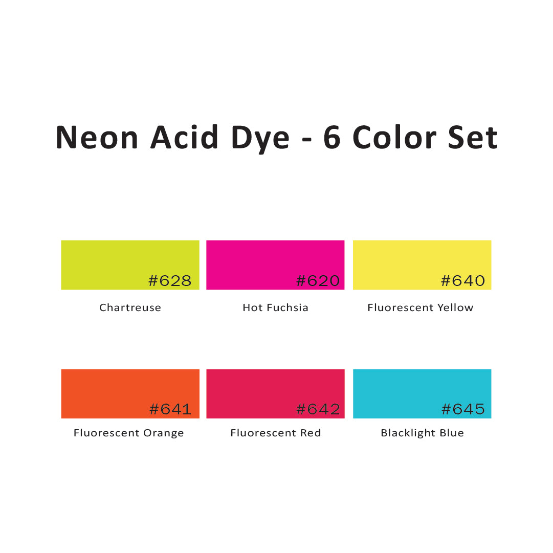 Neon Acid Dye - 6 Color Set, 1/2 Oz