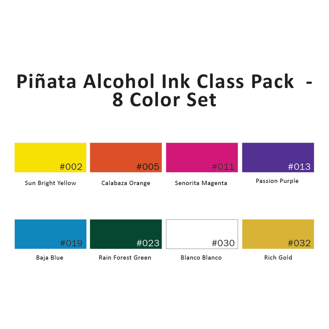 Piñata Alcohol Ink Class Pack - 8 Color Set, .5 Oz