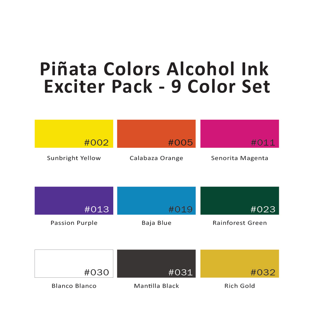 Piñata Colors Alcohol Ink Exciter Pack - 9 Color Set, .5 Oz