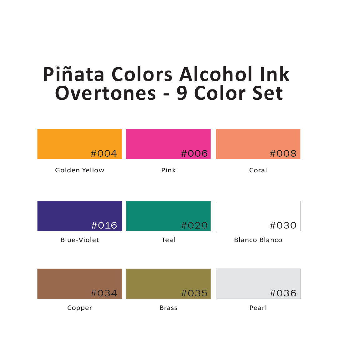 Piñata Colors Alcohol Ink Overtones - 9 Color Set, .5 Oz