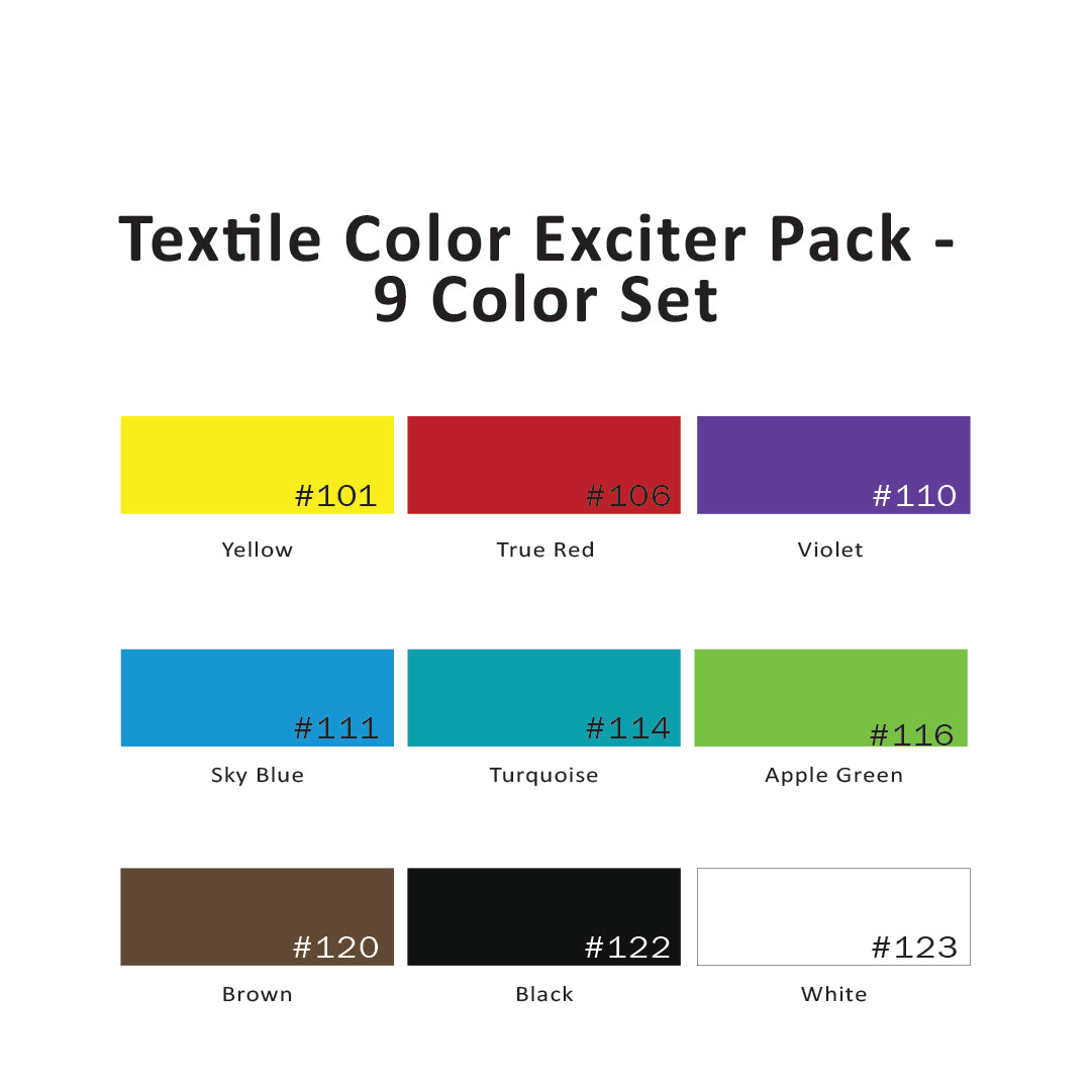 Textile Color Exciter Pack - 9 Color Set, 1/2 Oz