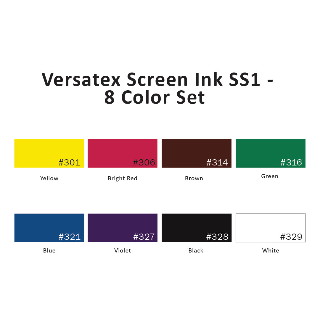 Versatex Screen Ink SS1 - 8 Color Set, 2 Oz