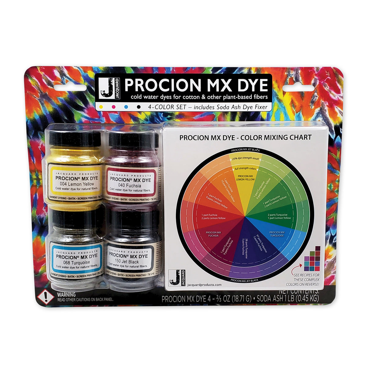 Jacquard Procion MX Fiber Reactive Cold Water Dye - Starter Set, Set of 4, 2/3 oz Jars